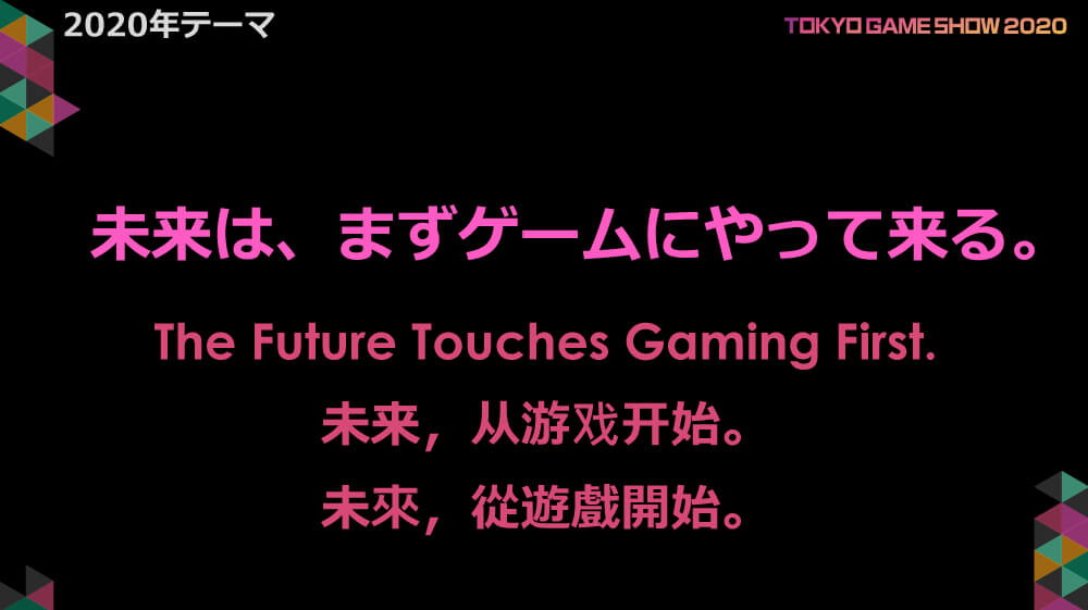 東京ゲームショウ2020のテーマ「未来は、まずゲームにやって来る。」